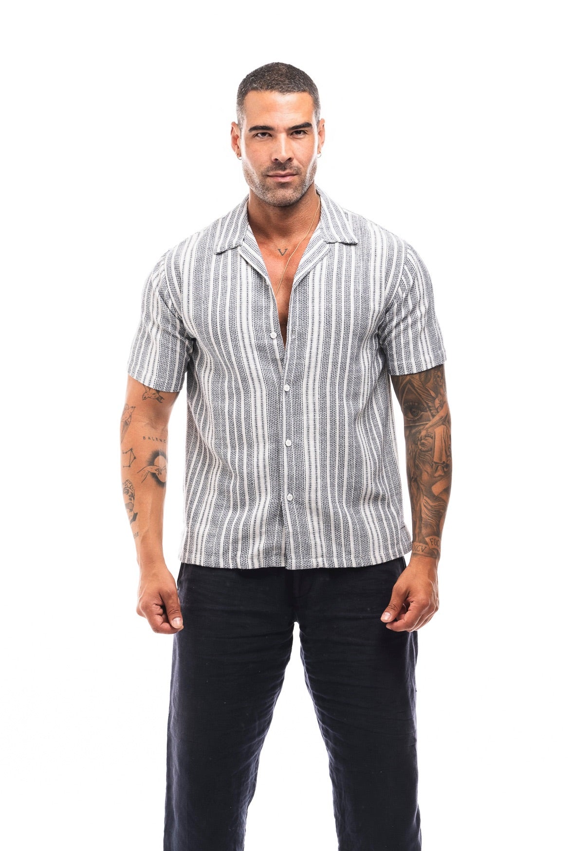 CAMISA RAYAS MARINO
