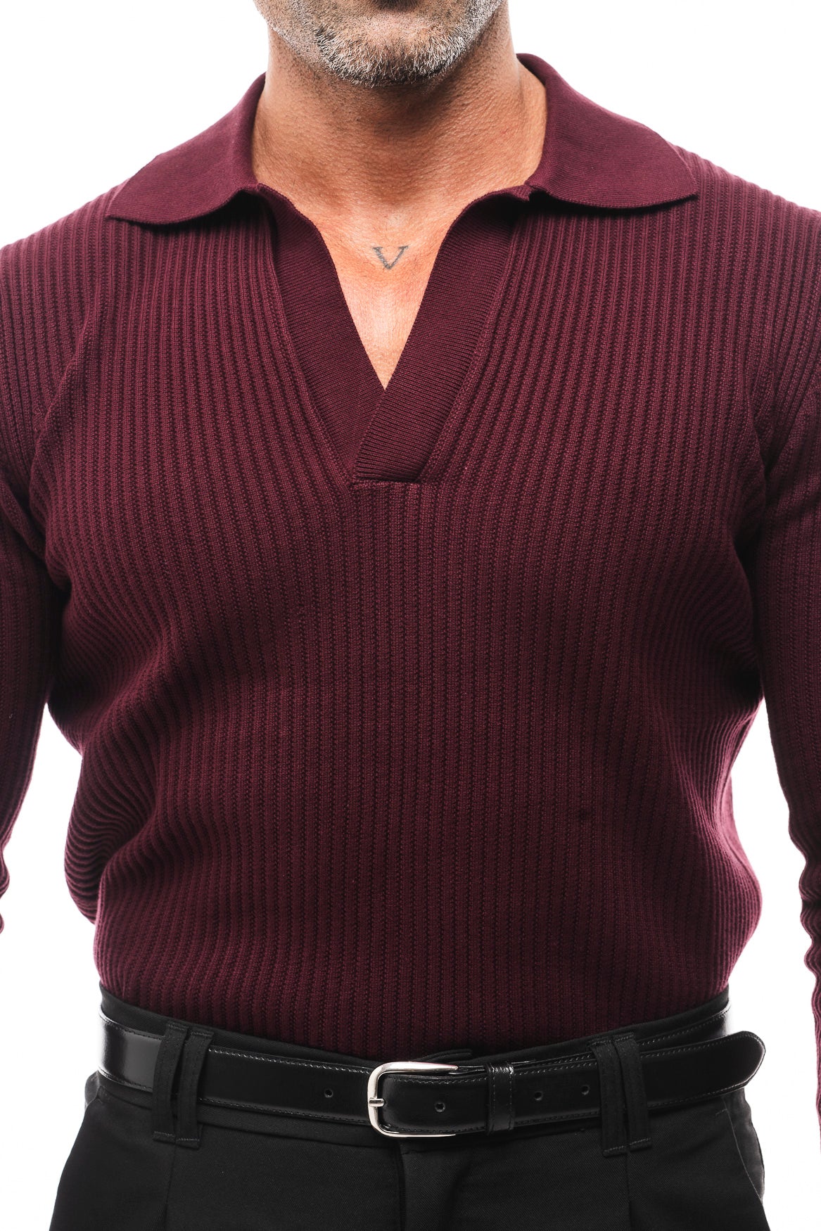 GERIPPTES LANGARM-POLOSHIRT