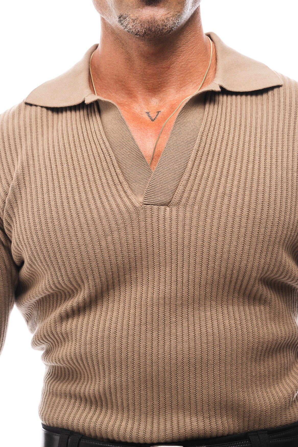 GERIPPTES LANGARM-POLOSHIRT