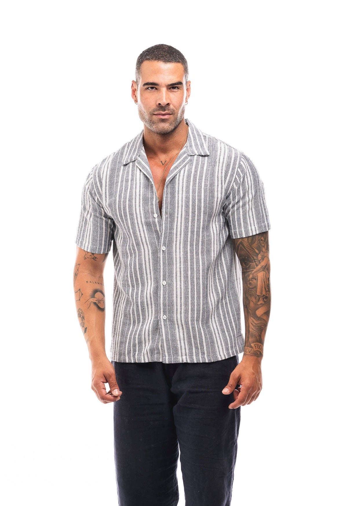 CAMISA RAYAS MARINO