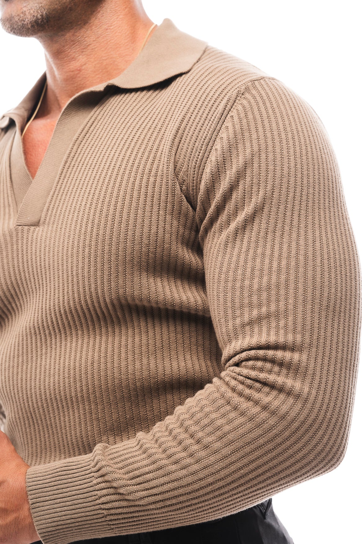 GERIPPTES LANGARM-POLOSHIRT