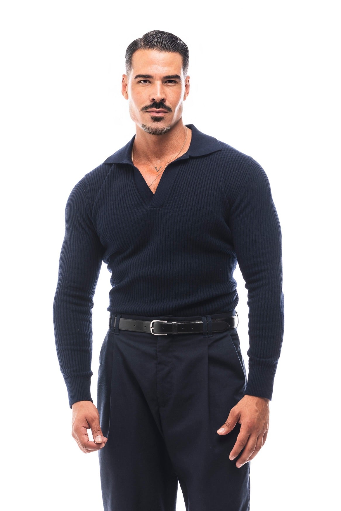 GERIPPTES LANGARM-POLOSHIRT