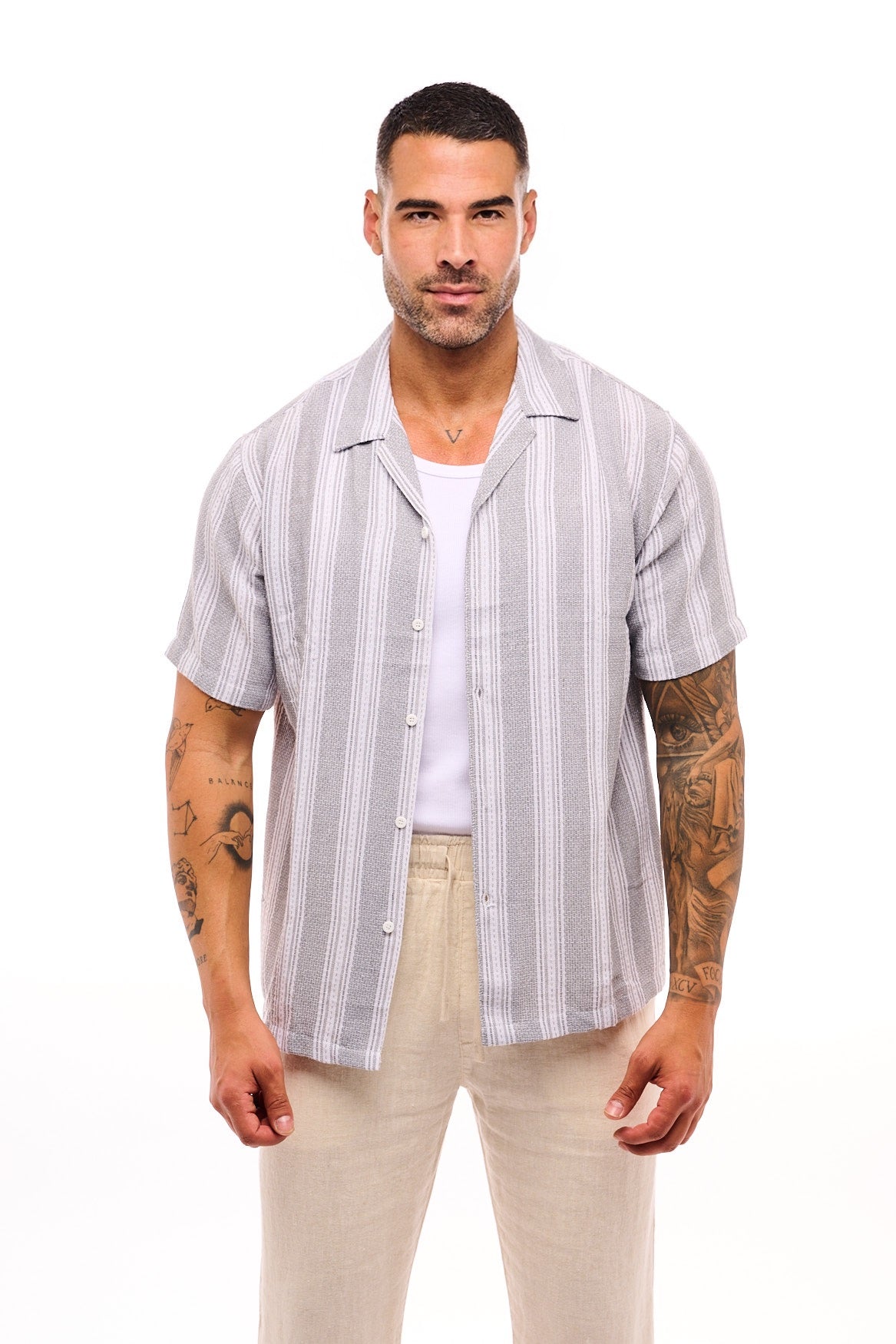 CAMISA RAYAS GRIS