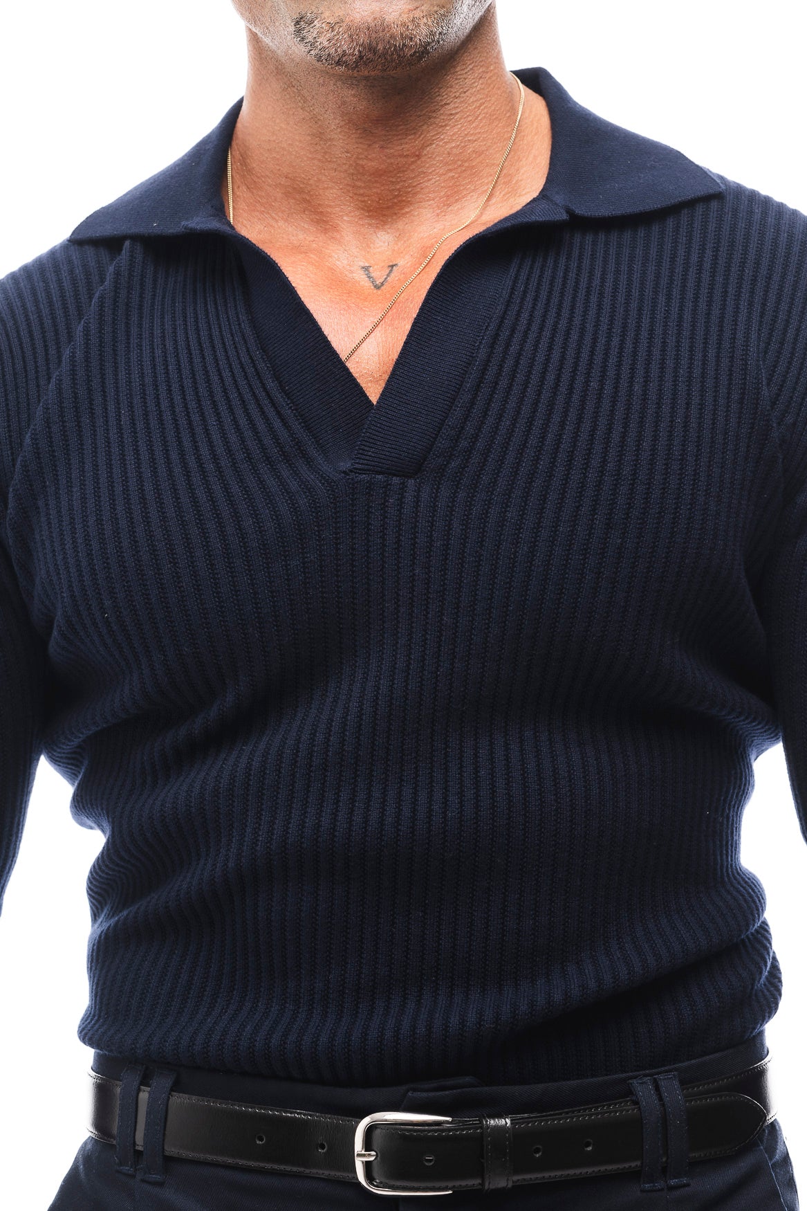 GERIPPTES LANGARM-POLOSHIRT