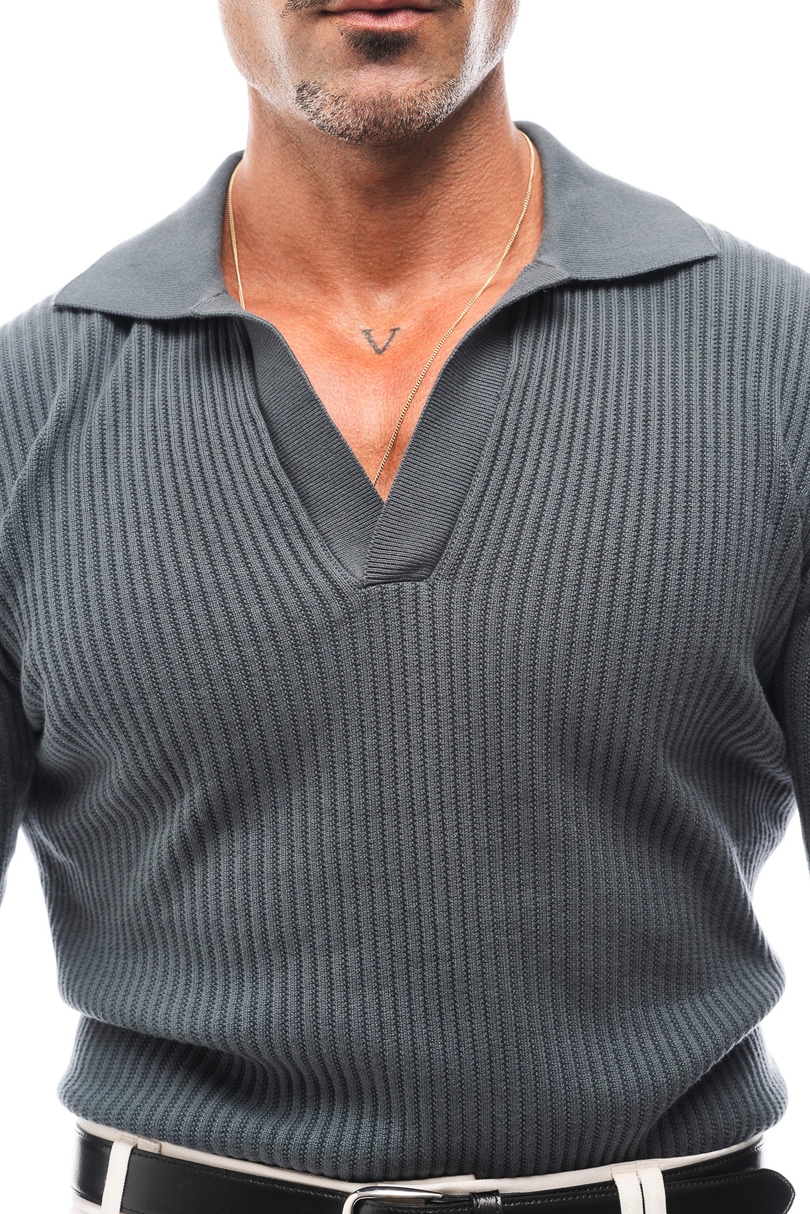 GERIPPTES LANGARM-POLOSHIRT