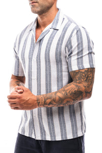 CAMISA RAYAS MARINO-CAMEL
