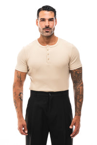Maglietta Henley a coste