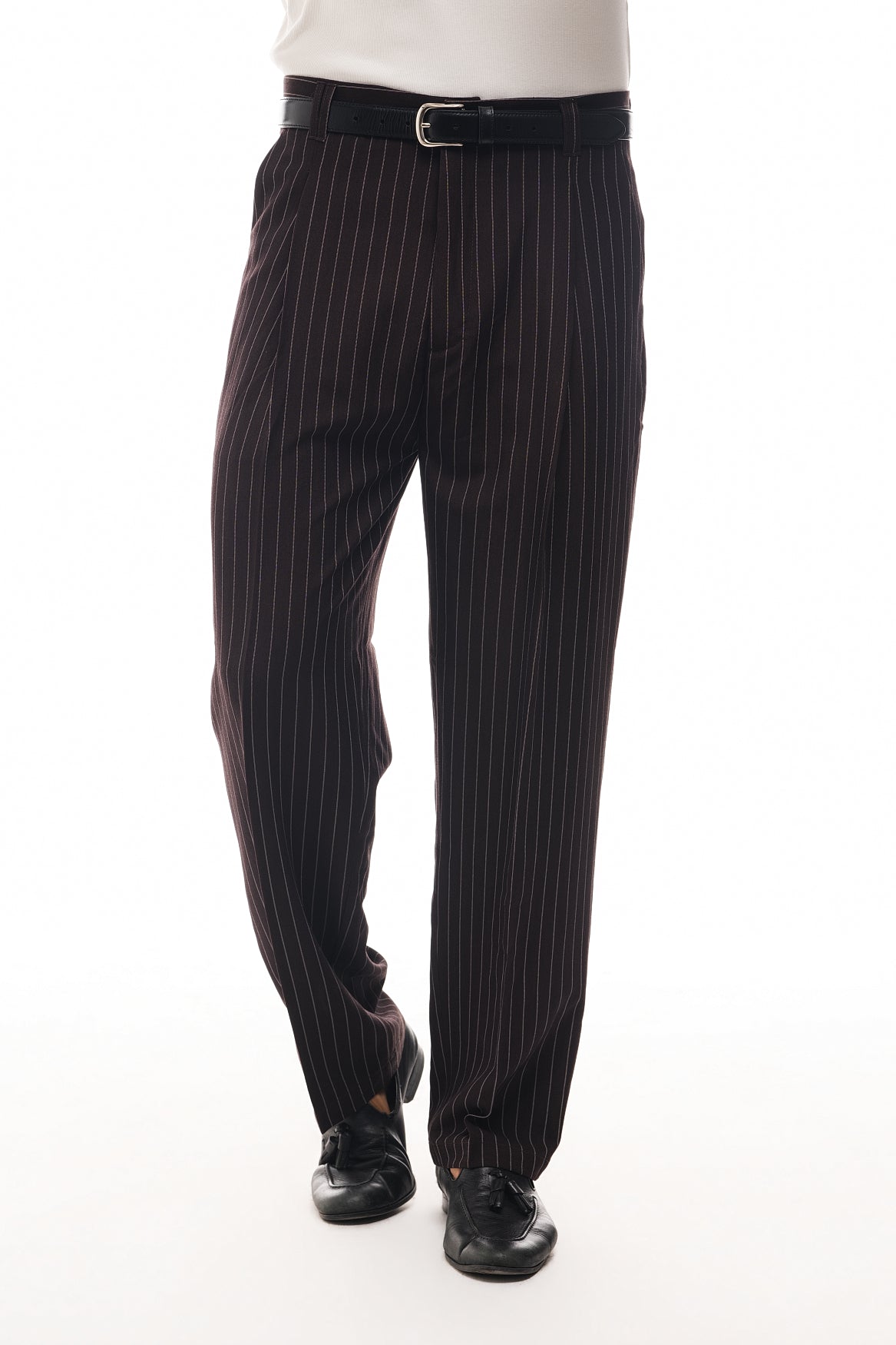 PANTALONI BAGGY A RIGHE GESSATE