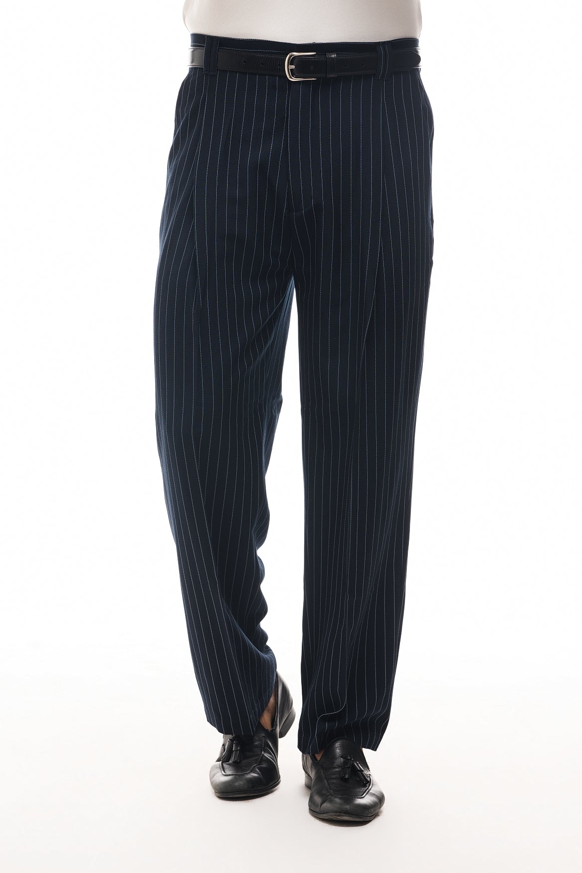 PANTALONI BAGGY A RIGHE GESSATE