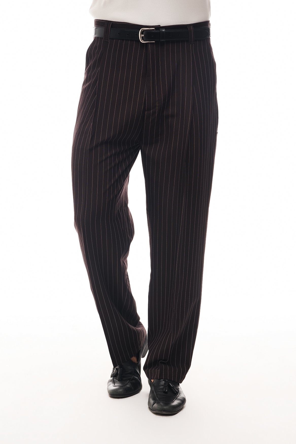 PANTALONI BAGGY A RIGHE GESSATE