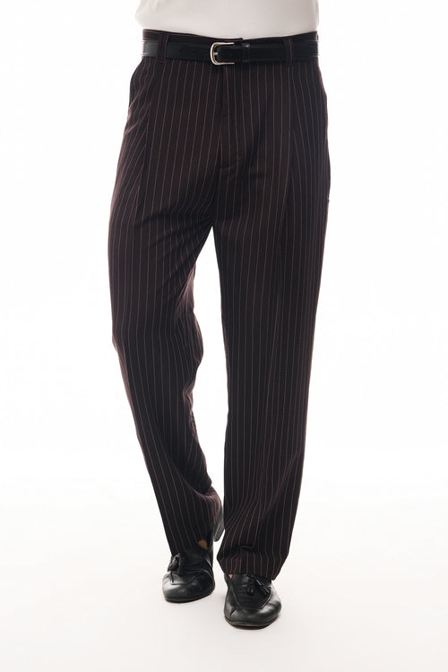 PANTALONI BAGGY A RIGHE GESSATE