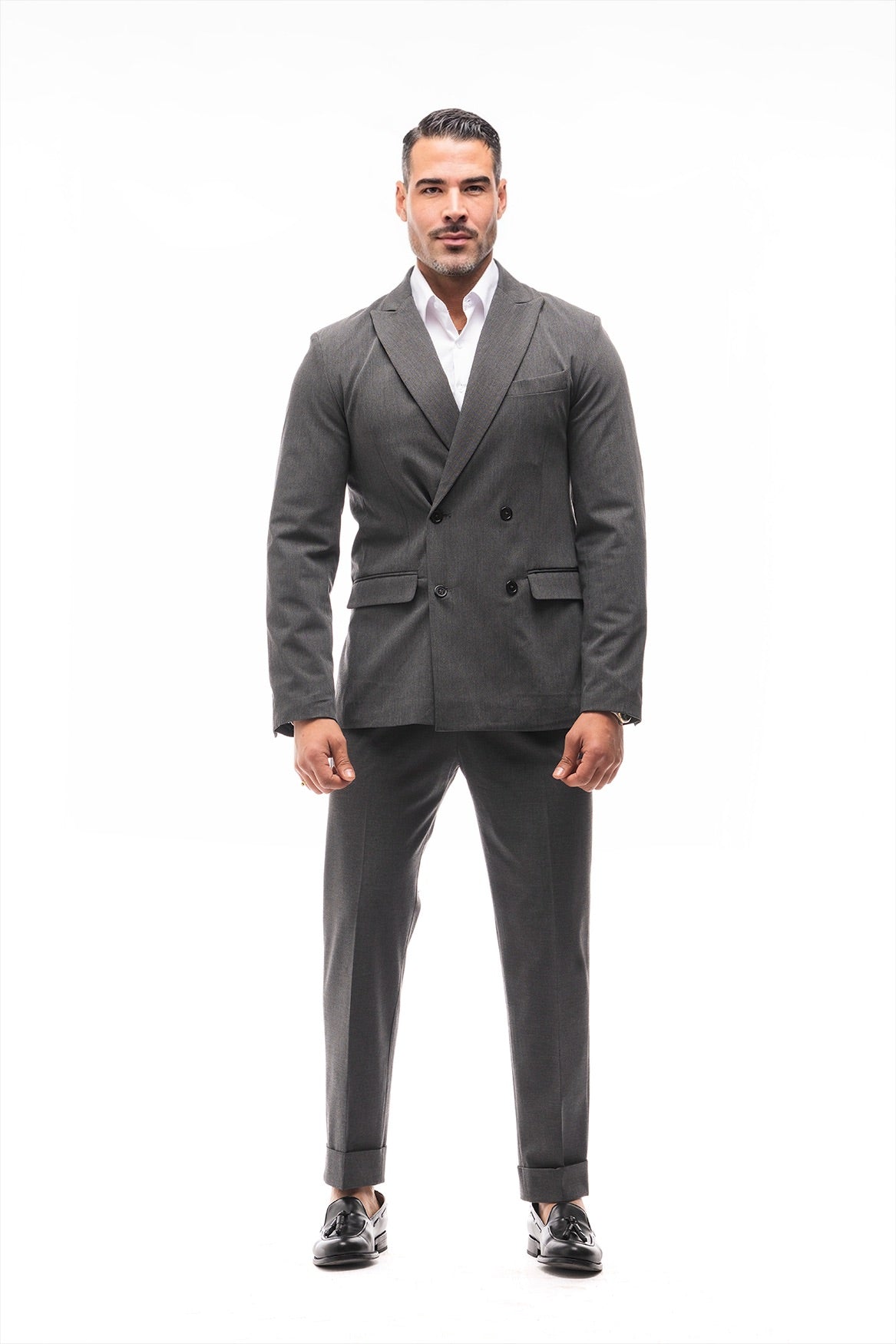 TRAJE CRUZADO GRIS
