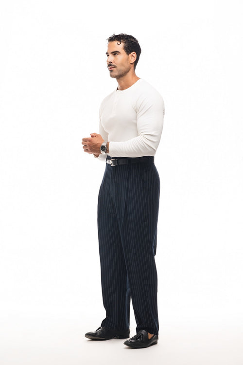 PANTALONI BAGGY A RIGHE GESSATE