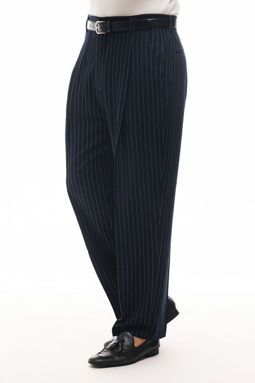 PANTALONI BAGGY A RIGHE GESSATE