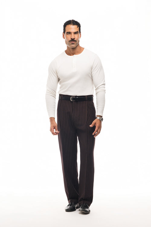 PANTALONI BAGGY A RIGHE GESSATE