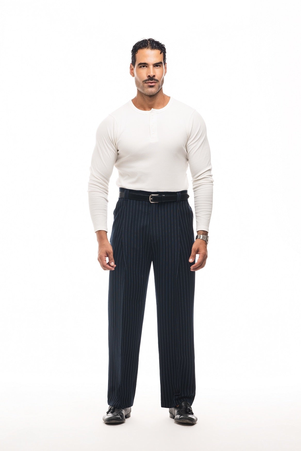 PANTALONI BAGGY A RIGHE GESSATE