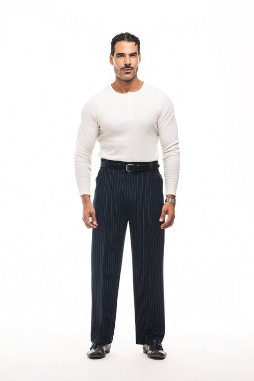 PANTALONI BAGGY A RIGHE GESSATE
